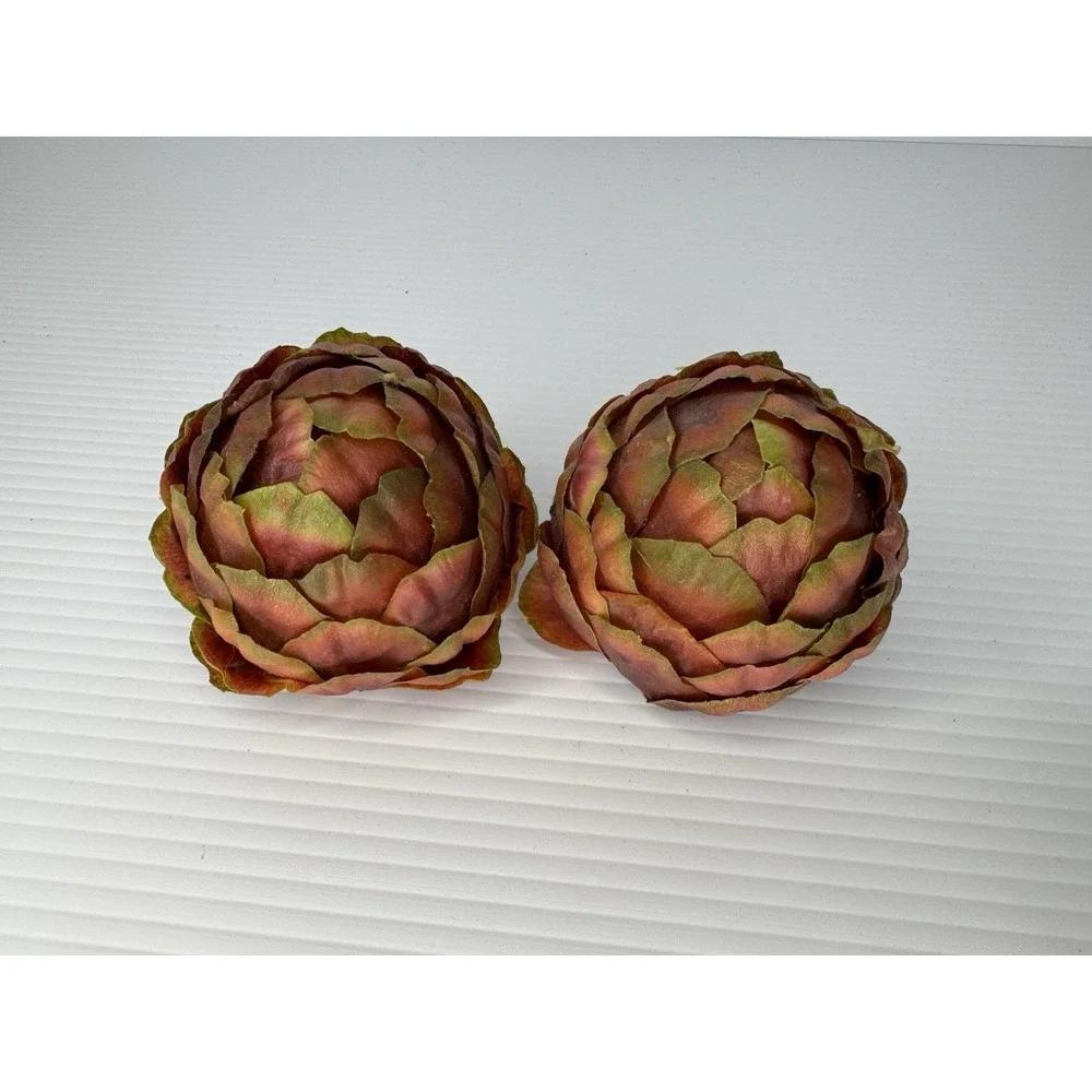 Set of 2 Faux Pink Artichoke Decorative Floral Heads Fall Centerpiece Decor